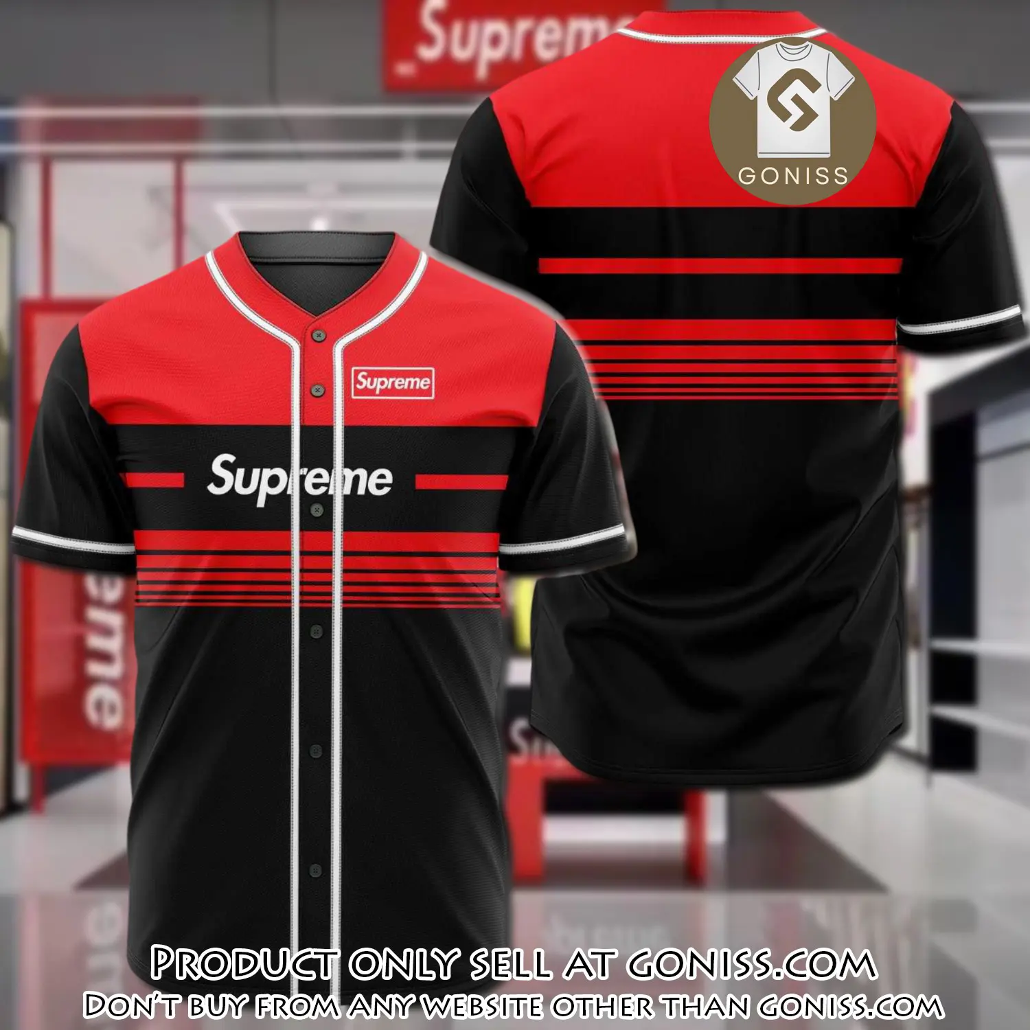 Supreme black red baseball jersey shirt luxury bjs1239 gn5230521